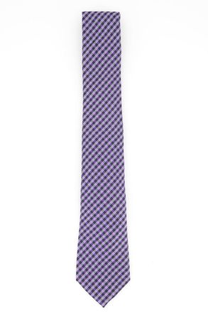 Tommy Hilfiger Mens Classic Textured Plaid Tie Purple Size Regular