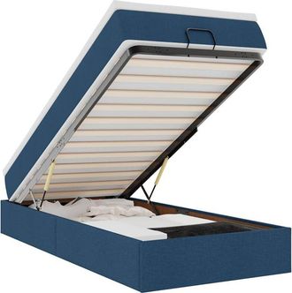 vidaXL Estructura De Cama Otomana Con Colch&oacute;n Tela Azul 80x200cm Vidaxl