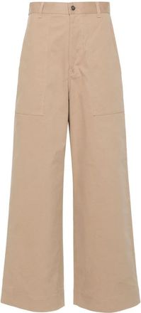 Moncler gabardine trousers - women - Cotton/Elastane - 44 - Brown