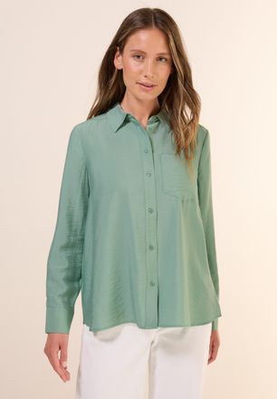 Cecil Hemdbluse CECIL, Damen, Gr. XS (36), gr&uuml;n (matcha gr&uuml;n), Web, Obermaterial: 88% Viskose, 12% Nylon, unifarben, weit Po-bedeckend, Rundhals, 1-Knopf-Ma