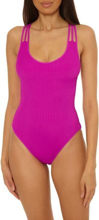 BECCA by Rebecca Virtue Crinkle Crush One-Piece Swimsuit in Hibiscus at Nordstrom, Size Medium