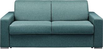 Vente-Unique Sof&aacute; cama de apertura r&aacute;pida 3 plazas de tela CALITO - Azul - Cama 140 cm - Colch&oacute;n 14 cm