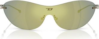 Diesel 135mm Frameless Shield Sunglasses in Green /Violet Emerald Iridium at Nordstrom