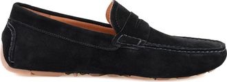 Desa Mens Suede Slip-Ons - Leather Lining, Synthetic Sole, Flat Heel | Black - 40