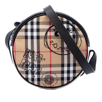 Burberry Pre-owned Burberry House Check Canvas and Calfskin Cartoon Print Round Crossbody Ladies T2675PK3FR2REF04