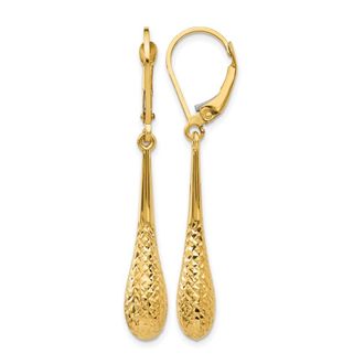 Diamond2Deal 14K Yellow Gold Teardrop Drop Dangle Earrings