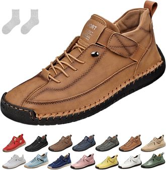 Generic Orthopedic Shoes, Womens Handmade Leather Orthopedic Comfortable Shoes, Anti-Impact Non-Slip for Hiking Camping Driving (F,10.5)