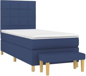 vidaXL Vidaxl - Cama Box Spring Con Colch&oacute;n Tela Azul 80x200 Cm