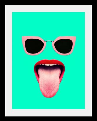 Queence Bild »Brille + Mund« Bilder von Frauen Bilder von Männern Gesicht Humor HD Premium Poster-Druck inkl. Holzrahmen