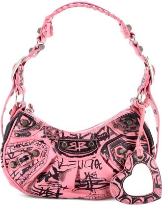 Balenciaga Le Cagole Graffiti Giant Studs Leather XS shoulder bag - Roze