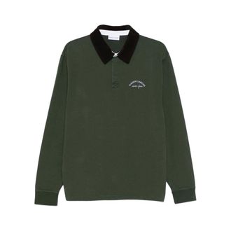 Maison Labiche Polo Shirts, male, Green, Size: M Green Velvet Collar Shirt Embroidered Logo