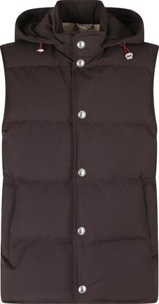 Eleventy Padded Brown Vest With Detachable Hood And Structured Silhouette