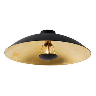 QAZQA Qazqa - Moderno Plaf&oacute;n Vintage Negro Con Dorado 60 Cm - Emilienne Acero Redonda Adecuado Para Led Max. 1 X 60 Watt