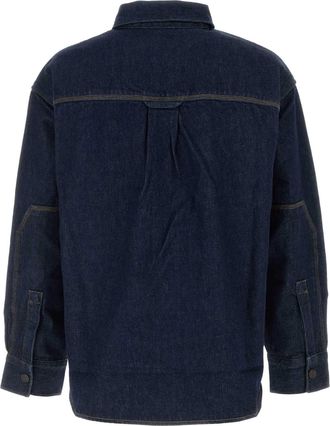 A Gold E Mens Blue Denim Corwin Shirt Rinserinseind Exterior: Recycled Cotton Camicie