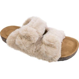 Chinese Laundry Flex Faux Fur Slide Sandal in Tan-Beige at Nordstrom Rack, Size 11