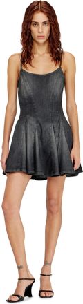 Diesel Denim mini dress with lightweight skirt - Dresses - Woman - Grey