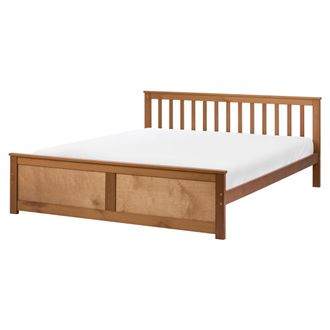 Beliani Cama Con Somier De Madera De Pino Mdf Minimalista 160 X 200 Cm Marr&oacute;n Olendon