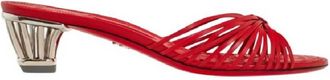 Ferragamo Cage Heel Leather Slide Sandals, Size 7 C