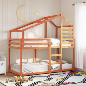 vidaXL Cama Con Techo Madera Maciza Pino Marr&oacute;n 80x200 Cm Vidaxl