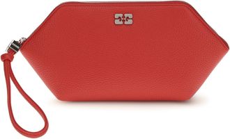 Ganni Womens Makeup Pouch Bou Goji Berry Recycled Leather Wallets & Purses