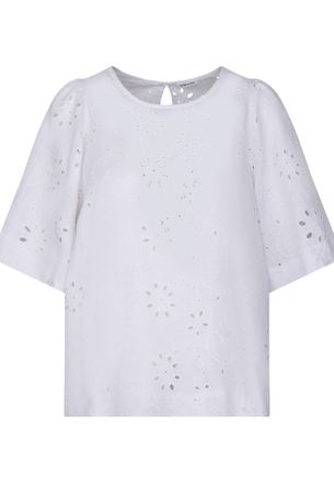 Seidensticker Shirtbluse SEIDENSTICKER Schwarze Rose, Damen, Gr. L40, weiss (wei&szlig;), 96% Leinen, 4% Polyester, unifarben, regular fit, Rundhals, Blusen Shirtbluse, 1