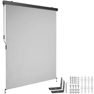 TecTake Toldo vertical con manivela, 2 soportes pared, 140x250 cm, gris claro