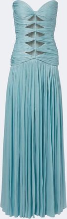 Costarellos Ruched Lurex georgette gown
