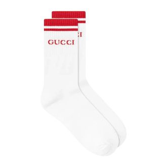 Gucci Ondergoed, Heren, Wit, M, Katoen, Sokken met geborduurd logo
