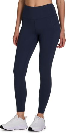 Avalanche Womens Super Soft Cargo Hiking Gym Full Length Legging with Pockets, Peached Navy, Large