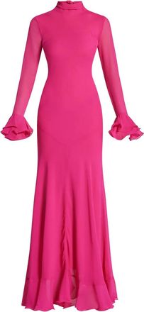 De La Vali ruffled long-sleeve dress - Pink