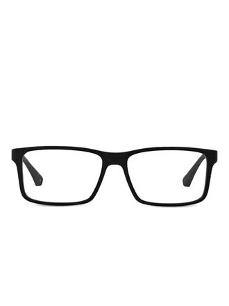 Emporio Armani rectangle-frame glasses - unisex - Acetate - 56 - Black