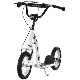 HOMCOM Youth Scooter Front and Rear Caliper Dual Brakes 12-Inch Inflatable Front Wheel Ride On Toy For Age 5+ Kick | TJ Hughes