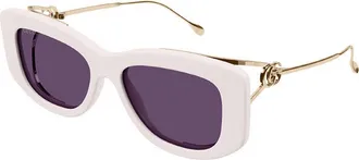Gucci GG1566S003 Rectangle Full Rim Sunglasses - Ivory