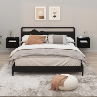 vidaXL Mesitas De Noche De Pared 2 Uds Negro 50x36x40 Cm Vidaxl