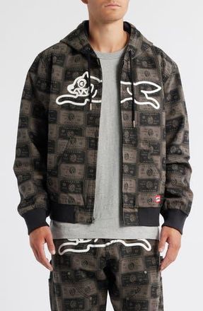 Icecream Credit Check Workwear Zip-Up Cotton Graphic Hoodie in Dark Gull Grey at Nordstrom Rack, Size Xxx-Large