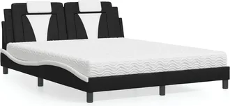 vidaXL Vidaxl - Cama Con Colch&oacute;n Cuero Sint&eacute;tico Negro Y Blanco 160x200 Cm