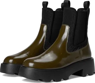 Tory Burch Monogram Lug Chelsea Boot 65mm Womens Boots Dark Olive : 10.5 M, Suede