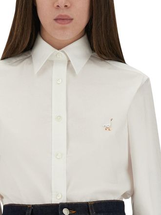 Moschino Goose-Embroidered Cotton Shirt - White