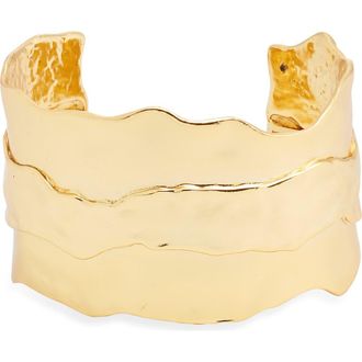 Karine Sultan Parchment Textured Cuff Bracelet in Gold at Nordstrom