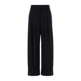 Alanui Pure Virgin Wool Trousers with Pleats - female - Alanui - Wide Trousers - Blue - XL - Trousers