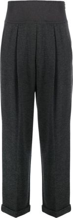 Brunello Cucinelli pleated cashmere-blend trousers - women - Cashmere/Acetate/Spandex/Elastane/Silk - 36 - Grey