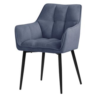 ML Design Ml-design - Silla De Comedor De Rizo Con Respaldo Y Reposabrazos Asiento Azul Con Tapizado Grueso Y Patas De Metal Sill&oacute;n Dise&ntilde;o Ergon&oacute;mico Moderno Pa