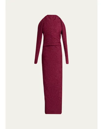 Proenza Schouler Lina Crushed Silk Habotai Long-Sleeve Halter Gown