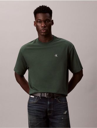 Calvin Klein Jeans Calvin Klein Mens Monogram Logo Relaxed Crewneck T-Shirt - Green - M