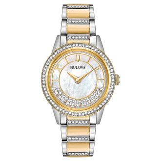 Bulova Womens Crystal Mother Of Pearl Dial Watch