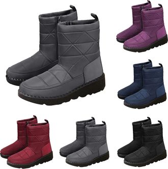 Generic High Top Boots for Women Winter Snow Boots Warm Comfortable Faux Fur Lined Booties Casual Slip on Mid-Calf Boot Thickened Insulated Waterproof Outdoor