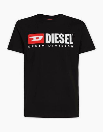 Diesel Mens T-BOX Embroidered Logo Cotton Black T-Shirt - Size: 34