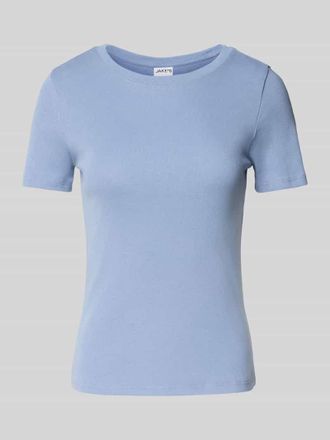 Jake*s Casual T-Shirt in Ripp-Optik in Bleu, Gr&ouml;&szlig;e XS