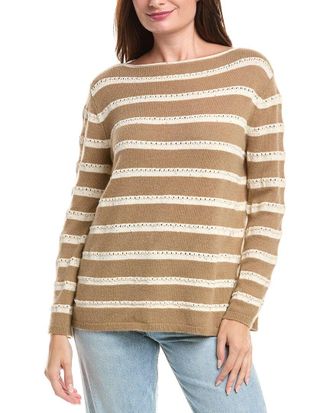 Lafayette 148 New York Stripe Cashmere-Blend Sweater