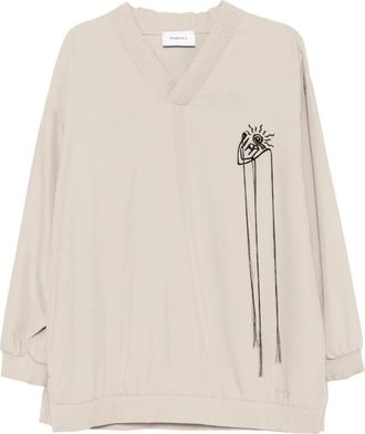 Ports V Sweater met grafische print - Beige